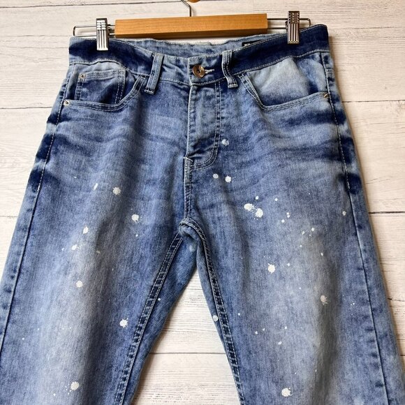Southpole Jeans Mens Size 29X30 Blue Skinny Paint Splatter Medium Wash Denim - Picture 7 of 15